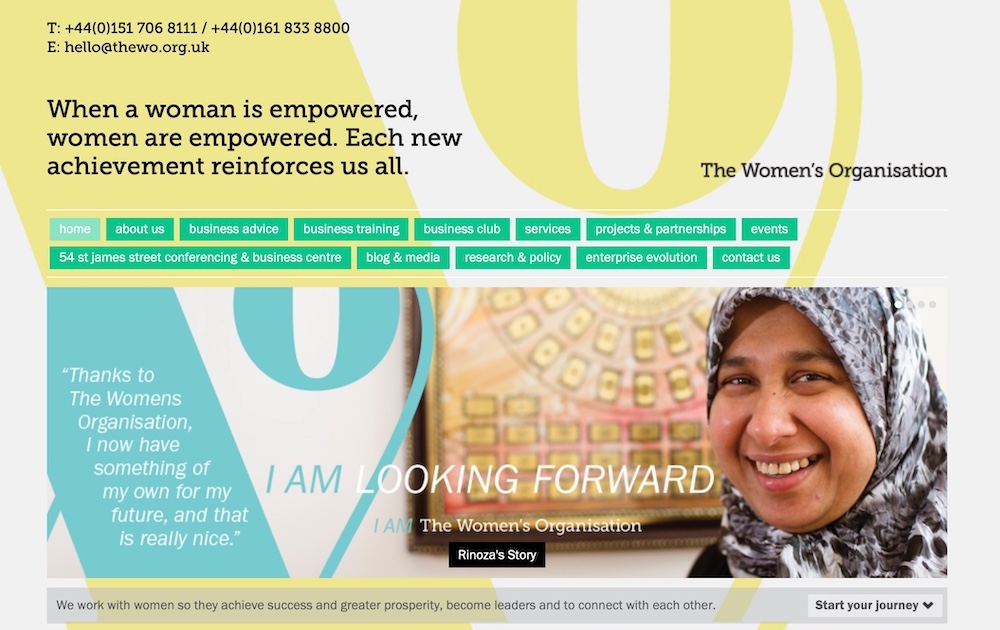 Screenshot of old version of The Women's Organisation website